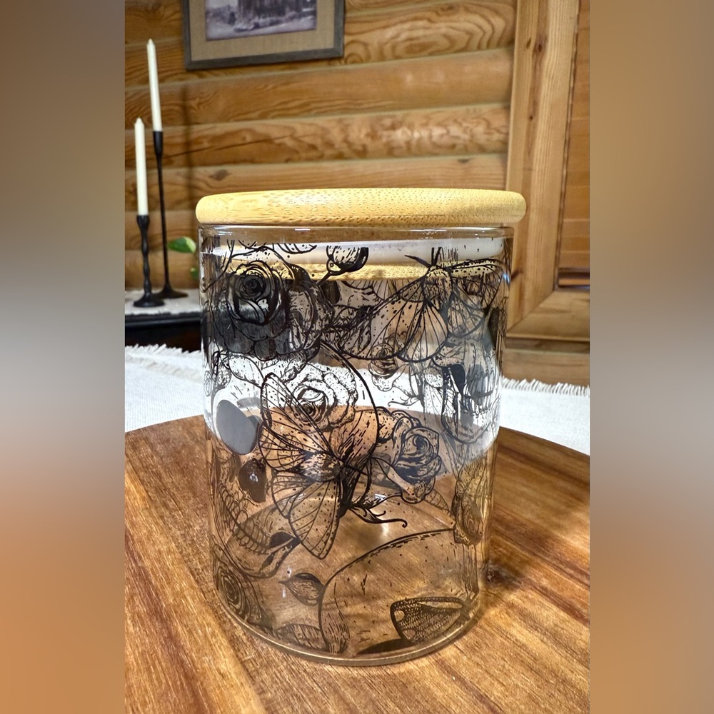 HALLOWEEN SKULLS & ROSES Glass Storage Container - Picture 3 of 8